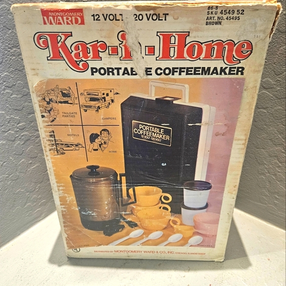 Vtg mcm Kar 'n  home Portable Coffee Maker Travel & Home Montgomery Ward - Picture 1 of 7